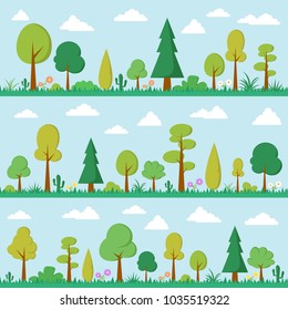 Stock vector green trees on blue background nature vector landscape