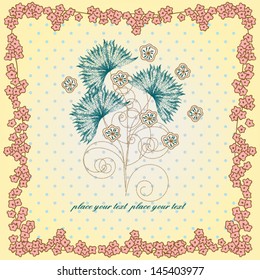 Stock vector greeting card with abstract flowers. 