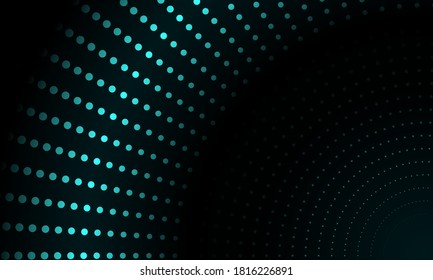 Stock vector halftone 3d circular element illustration. dark green background concept design