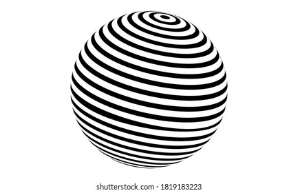 Stock vector halftone lines in circles effect. black and white circular design