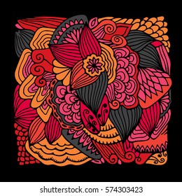 stock vector hand draw abstract flower, doodle wave pattern. background and template 
