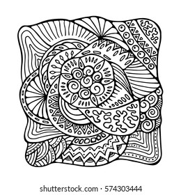 stock vector hand draw abstract flower, doodle wave pattern. background and template 
