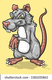 stock vector of hand draw an angry rat mascot object illustration