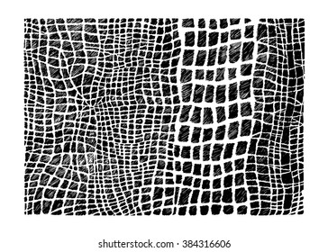 Stock vector hand drawn abstract animal skin imitation print pattern. Crocodile skin.