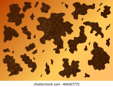 Stock vector hand drawn abstract animal skin imitation print pattern. Cow skin on brown background.