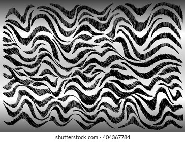 Stock vector hand drawn abstract animal skin imitation print pattern. Zebra skin on a light gray background. 