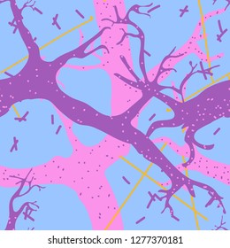 Stock vector hand drawn branch seamless pattern. Abstract trees background ideal for wrapping paper, wallpaper, textiles, fashion industry.