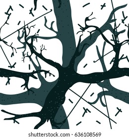 Stock vector hand drawn branch seamless pattern. Abstract trees background ideal for wrapping paper, wallpaper, textiles, fashion industry. eps 8