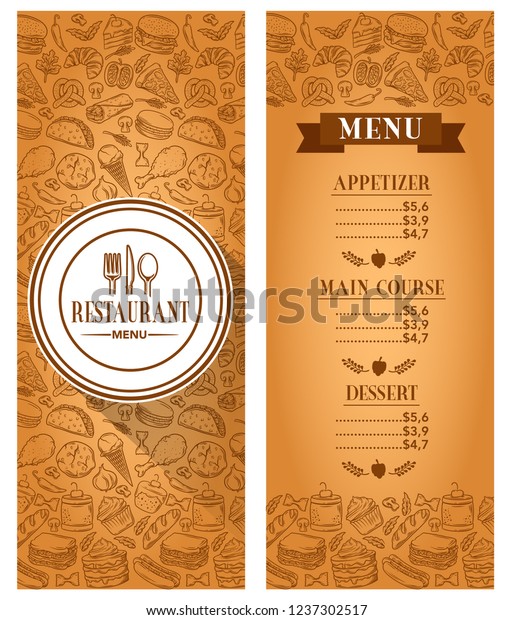 Stock Vector Hand Drawn Restaurant Menu Stock Vector Royalty Free 1237302517 Shutterstock 7869