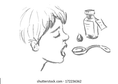 Stock vector stock hand drawn set with sick child nature