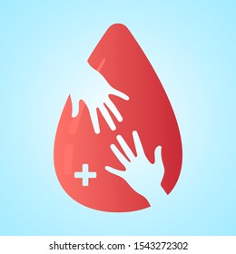 stock vector of hands with red heart. describe donation, blood donations, volunteering, and health care concept. vector illustration background.