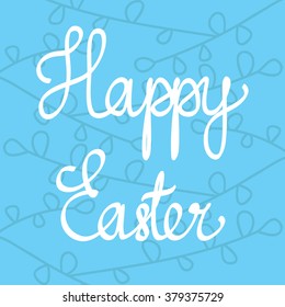 Stock vector happy easter design isolated calligraphic text card background with floral motif for your design