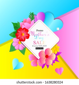 stock vector happy mothers day sale banner and greeting card design with typography and floral design
