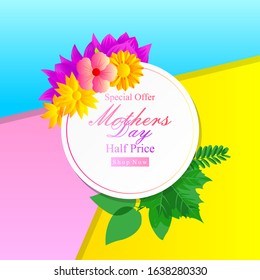 stock vector happy mothers day sale banner and greeting card design with typography and floral design