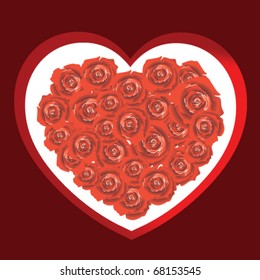 Stock vector heart with red roses