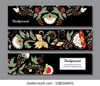 Stock vector horisontal banner with flowers. layout design. corp