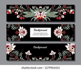 Stock vector horizontal art brochure template with flowers. nature design. corporate business report. mock up