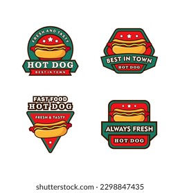 Stock vector hotdog logo set white background
