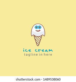 Stock Vector Ice Cream Cone Food and Drink Beverages Dessert Restaurant Cafe Kids Children Favorite Menu Logo Design