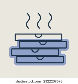 Stock vector icon of four boxes for pizza. Delivery sign. Graph symbol for cooking web site and apps design, logo, app, UI