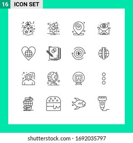 Stock Vector Icon Pack of 16 Line Signs and Symbols for find; email; time; attachment; iot Editable Vector Design Elements