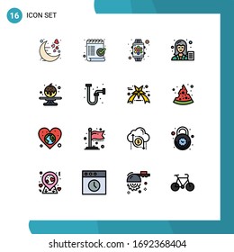 Stock Vector Icon Pack of 16 Line Signs and Symbols for female; blogger; mark; blog; watch Editable Creative Vector Design Elements