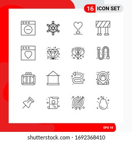 Stock Vector Icon Pack of 16 Line Signs and Symbols for ecommerce; mac; heart; favorite; road Editable Vector Design Elements