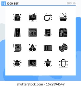 Stock Vector Icon Pack of 16 Line Signs and Symbols for road; shower; arrow; bathing; baby Editable Vector Design Elements