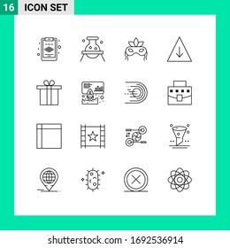 Stock Vector Icon Pack of 16 Line Signs and Symbols for data; gift; costume; box; fall Editable Vector Design Elements