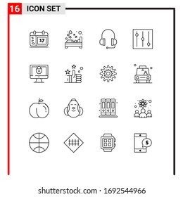 Stock Vector Icon Pack of 16 Line Signs and Symbols for favorites; lock; sleep; internet; tools Editable Vector Design Elements