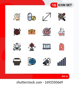 Stock Vector Icon Pack of 16 Line Signs and Symbols for briefcase; fashion; corner; dressmaker; information analysis Editable Creative Vector Design Elements