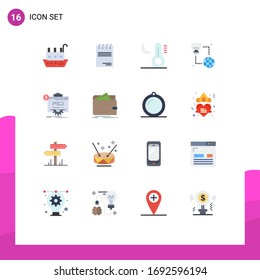 Vektorillustration-Icon-Paket mit 16 Zeichen und Symbolen für den Fortschritt; überwachen; Klima; Computer; Paket mit Editierbaren Elementen für kreative Vektorillustration