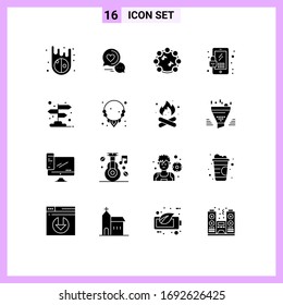 Paquete de iconos vectores estándar de 16 señales de línea y símbolos para puntero; instrucciones; música; flecha; elementos de diseño de vectores editables móviles