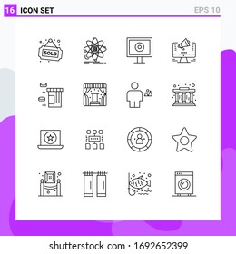 Stock Vector Icon Pack of 16 Line Signs and Symbols for tablet; marketing; science; web; promotion Editable Vector Design Elements