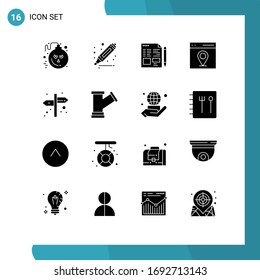 Stock Vector Icon Pack of 16 Line Signs and Symbols for sign; direction; text; user; interface Editable Vector Design Elements