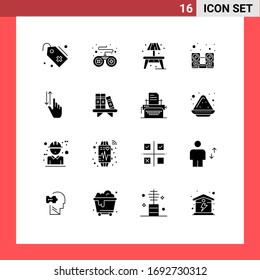 Stock Vector Icon Pack of 16 Line Signs and Symbols for up; gestures; living; finger; music Editable Vector Design Elements