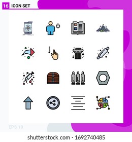 Paquete de iconos vectoriales de 16 señales de línea y símbolos para montaña; bandera; humanos; logro; elementos de diseño de vectores creativos editables por conocimiento
