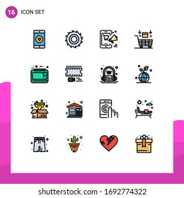 Stock Vector Icon Pack of 16 Line Signs and Symbols for valentine; robot; promotion; cart; online Editable Creative Vector Design Elements