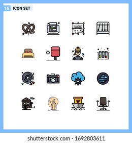 Stock Vector Icon Pack of 16 Line Signs and Symbols for sleep; science; tabletop display; pendulum; design Editable Creative Vector Design Elements
