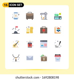 Paquete de iconos vectoriales de 16 señales de línea y símbolos para la naturaleza; aventura; construcción; comunicación; paquete editable de dispositivos de elementos de diseño de vectores creativos