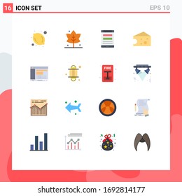 Stock-Vektorillustration-Icon-Pack mit 16 Zeilenmarken und Symbolen für Root; Konsole; online; admin; Käsebearbeitungsset für kreative Vektorillustration-Design-Elemente