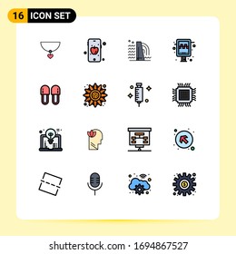 Stock Vector Icon Pack of 16 Line Signs and Symbols for relaxation; cosmetics; factory; beauty; station Editable Creative Vector Design Elements