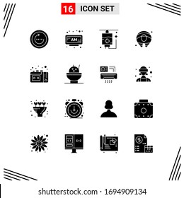 Stock Vector Icon Pack of 16 Line Signs and Symbols for vhs tape; tape recording; time; salmon; summer Editable Vector Design Elements