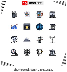 Stock Vector Icon Pack of 16 Line Signs and Symbols for bus; marketing; flow; graph; chart Editable Creative Vector Design Elements