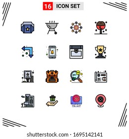 Paquete de iconos vectores estándar de 16 señales de línea y símbolos para móviles; arriba a la izquierda; scince; flechas; elementos editables de diseño de vectores creativos de thanksgiving