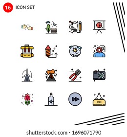 Stock Vector Icon Pack of 16 Line Signs and Symbols for school; bag; love; slide; marketing Editable Creative Vector Design Elements