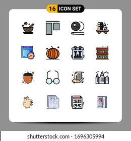 Stock Vector Icon Pack of 16 Line Signs and Symbols for computing; brower; snooker; file; book Editable Creative Vector Design Elements