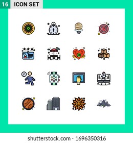 Stock Vector Icon Pack of 16 Line Signs and Symbols for card; target; alert; strategy; hotel Editable Creative Vector Design Elements