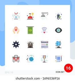 Paquete de iconos vectores estándar de 16 señales de línea y símbolos para las manos; ficha; vendedor; firma; paquete editable de ducha con elementos de diseño de vectores creativos