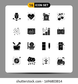 Stock Vector Icon Pack of 16 Line Signs and Symbols for new year; cranberry; care; christmas; property Editable Vector Design Elements